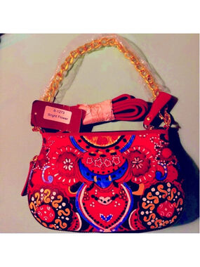 NEW WITH TAGS DESIGNER SHARIF COLORFUL GENUINE LEATHER BEADED CROSSBODY BAG